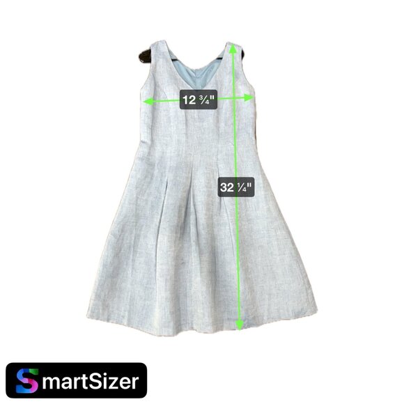 Linen Blend Sleeveless Blue V Neck  A Line Dress Side Zipper Sz Medium - Picture 9 of 9